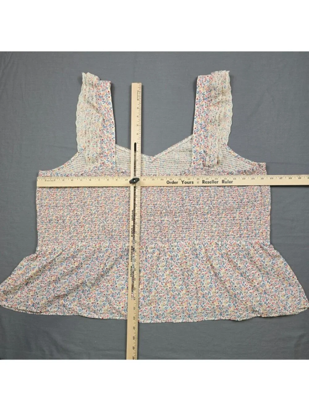 Old Navy 4X Sleeveless Floral Print Ruffle Tank Top Boho Flowy Romantic Cottage - Picture 4 of 4